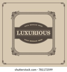 Luxurious retro Ñ�alligraphic template vector flourishes border, Decorations elegant royal lines, Boutique brand, wedding shop, hotel sign