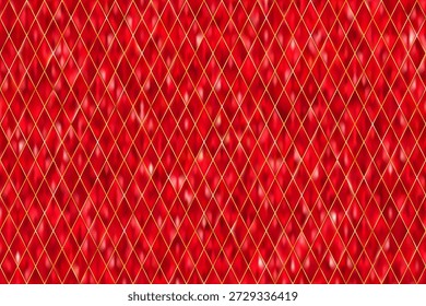 Luxurious rhombus pattern. Diamond mosaic bg. Royal luxury podium and warm spotlight for passion product mockup. Realistic vector background illustration, EPS 10