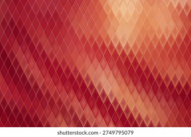 Luxurious rhombus pattern. Diamond mosaic bg. Royal luxury podium and warm spotlight for passion product mockup. Realistic vector background illustration, EPS 10