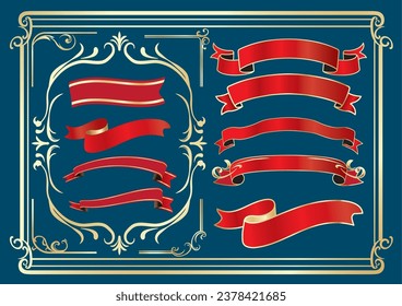 Luxurious ribbon and decorative border set