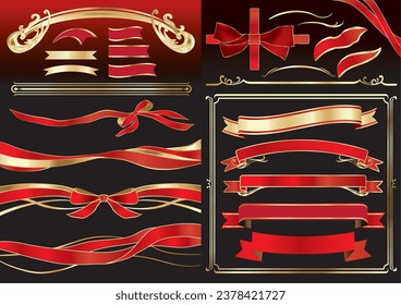 Luxurious ribbon and decorative border set