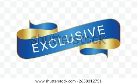 Luxurious ribbon design with exclusive white text and gold stripe