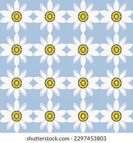 Luxuriöses und romantisches Vektorbild mit gelben und blauen Blumen auf weißem Hintergrund für hochwertige Betten und Jubiläumsdesign.
