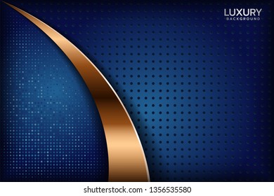 Luxurious royal blue background with a combination of golden lines in 3D style. Graphic design element. Elegant decoration. EPS 10 - Vector