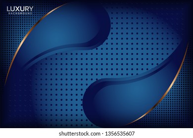 Luxurious royal blue background with a combination of golden lines in 3D style. Graphic design element. Elegant decoration. EPS 10 - Vector