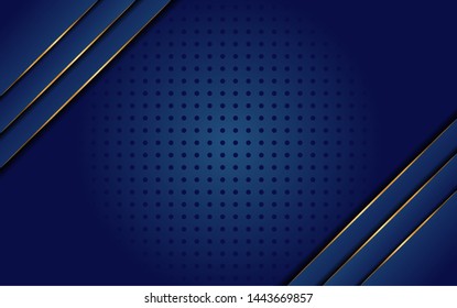 Luxurious royal blue background with a combination of golden lines in 3D style. Graphic design element. Elegant decoration. EPS 10 - Vector