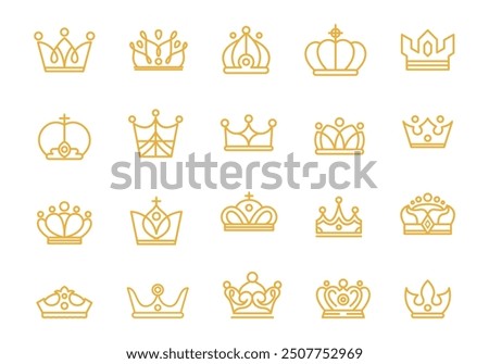 Luxurious Royal Crown Icon Element Set