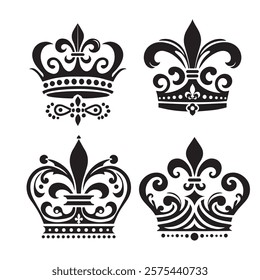 Luxurious And Royal Crown Silhouette Vector 