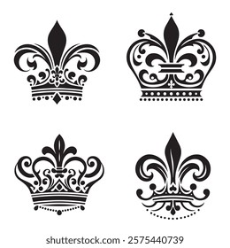 Luxurious And Royal Crown Silhouette Vector 