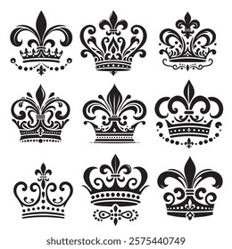 Luxurious And Royal Crown Silhouette Vector 