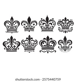 Luxurious And Royal Crown Silhouette Vector 