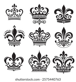 Luxurious And Royal Crown Silhouette Vector 