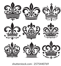 Luxurious And Royal Crown Silhouette Vector 