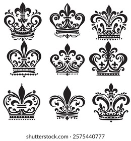 Luxurious And Royal Crown Silhouette Vector 