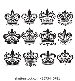 Luxurious And Royal Crown Silhouette Vector 