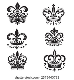 Luxurious And Royal Crown Silhouette Vector 