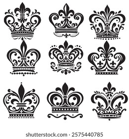 Luxurious And Royal Crown Silhouette Vector 