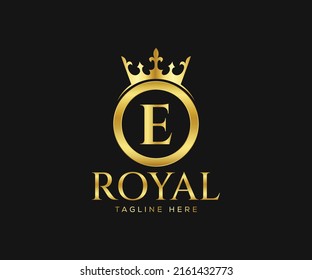 Luxurious Royal Logo Design. Letter E Logo Design Template.