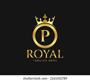 Luxurious Royal Logo Design. Letter P Logo Design Template.