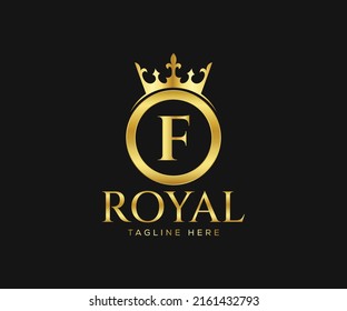 Luxurious Royal Logo Design. Letter F Logo Design Template.