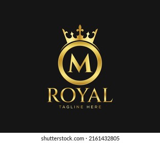 Luxurious Royal Logo Design. Letter M Logo Design Template.