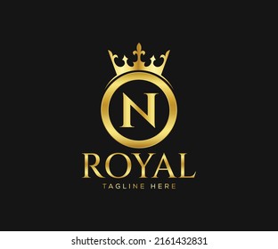 Luxurious Royal Logo Design. Letter N Logo Design Template.