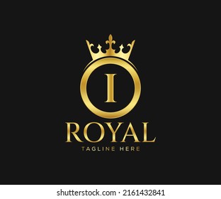 Luxurious Royal Logo Design. Letter I Logo Design Template.