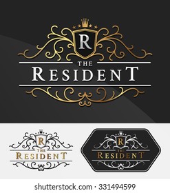 Luxurious Royal Logo Vector Re-sizable Design Template Suitable For Businesses and Product Names, Luxury industry like hotel, wedding, restaurant, jewelry and real estate.Vector illustration