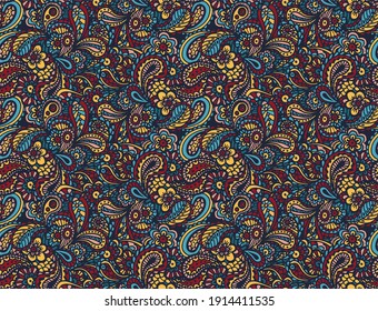 Luxurious, royal vector seamless pattern. Ornate background with hand drawn decorative flowers and elements. Vintage floral ornament for antistress coloring or print on fabrics.