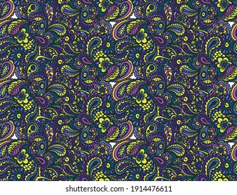 Luxurious, royal vector seamless pattern. Ornate background with hand drawn decorative flowers and elements. Vintage floral ornament for antistress coloring or print on fabrics.