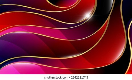 Luxurious ruby purple background with gold trim. A beautiful illustration for interior decoration, corporate designs, blogs, postcards, posters and your other projects. Vector. 