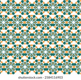 Luxurious and Sacred Geometric Patterns in Teal and Orange for Islamic Celebrations