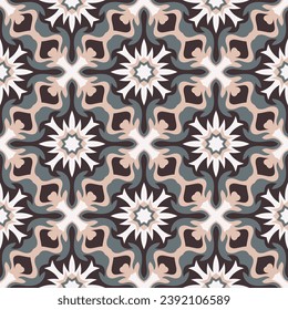 Lujoso patrón sin costuras. Los formularios de arte se agrupan y organizan en un orden específico. Imagen vectorial para impresión, textil, embalaje, diseño interior y otros proyectos.
