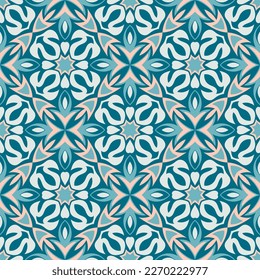Luxurious seamless pattern in delicate pink, turquoise, azure colors. Overlapping art forms, stripes, polygons, segments are grouped and arranged in a certain order. Vector. 