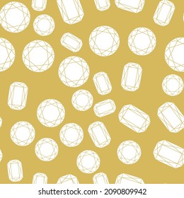Lujoso patrón sin fisuras con oro y diamantes. Diseño de invitaciones a fiestas y vacaciones, empaque de joyas y regalos. Ilustración vectorial de material.
