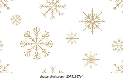 Luxurious seamless pattern with golden flakes. Simple Christmas background. Isolated on white background. Vector.
