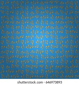 Luxurious seamless pattern of golden ornament with stylized waves on a blue background. Vector illustration.