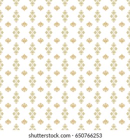Luxurious seamless pattern of golden ornament with stylized waves on a white background. Vector illustration.