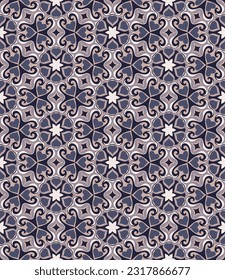 Lujoso patrón impecable con О motivos rientales. Los formularios de arte se agrupan y organizan en un orden específico. Imagen vectorial para textiles, embalaje, diseño interior y otros proyectos.