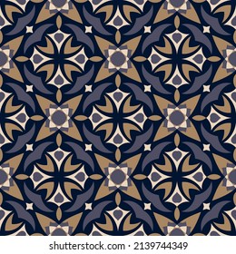 Luxurious seamless pattern. Overlapping art forms, stripes, polygons, segments are grouped and arranged in a certain order. Vector. 