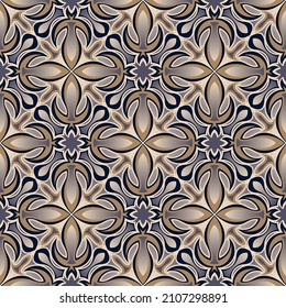 Luxurious seamless pattern with Persian motifs. Vector illustration for print, fabric, cover, packaging, interior decor, blog decoration and other your projects.