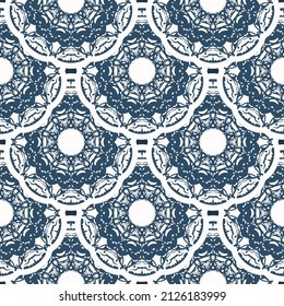 Luxurious seamless pattern with retro patterns. Background with white and blue color. Good for postcards. Vector.