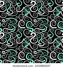 Luxurious seamless pattern with swirls. Vector illustration for print, fabric, cover, packaging, interior decor, blog decoration and other your projects.
