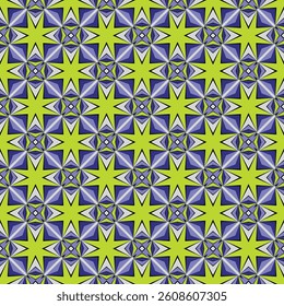 Luxurious seamless pattern in toxic tones. Overlapping art forms, stripes, polygons, segments are grouped and arranged in a certain order. Vector. 