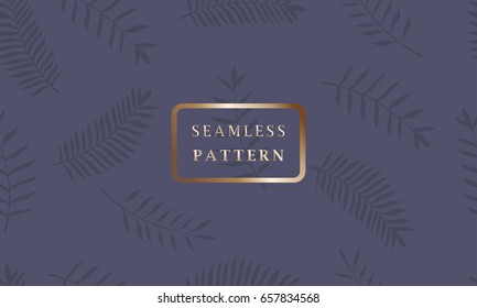 Luxurious Seamless tropical pattern with palm leaves. Vector hand drawn illustration On a violet background.