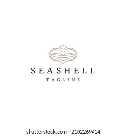 Luxurious seashell with line style logo icon design template flat vector