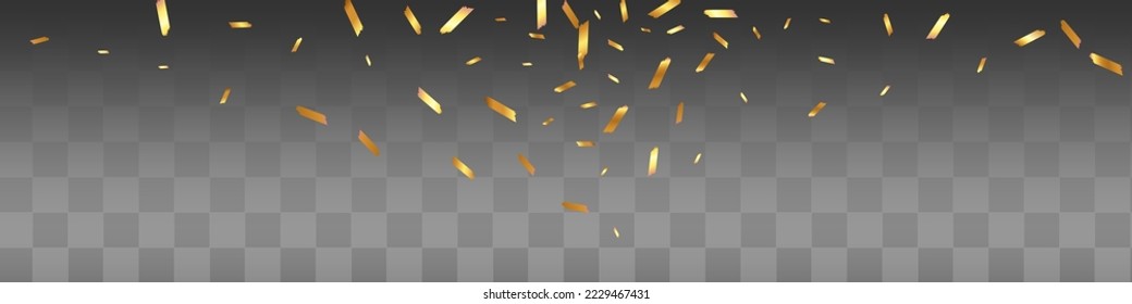 Luxurious Shavings Vector Transparent Panoramic Background. Bright Brush Christmas Wallpaper. Swirl Holiday Texture. Glitter Golden Illustration.