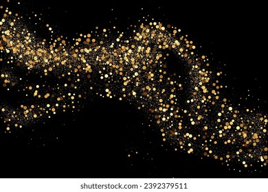 Luxurious shiny background, gold glitters on a black background. Holiday background