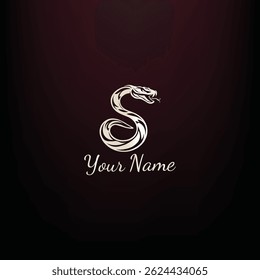 Luxurious silver letter S logo on elegant black background. Perfect for premium branding, personal monogram, or high-end business identity. Sophisticated metallic design with "Your Name" text.	
