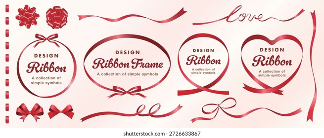 Título de quadro simples luxuoso com linhas curvas desenhadas pela fita vermelha de Valentine.